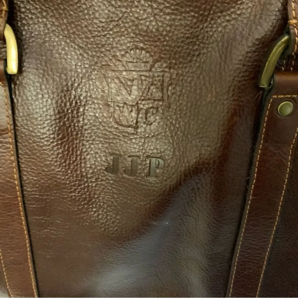 New Links and Kings Brown Leather Duffle Bag Weekender.